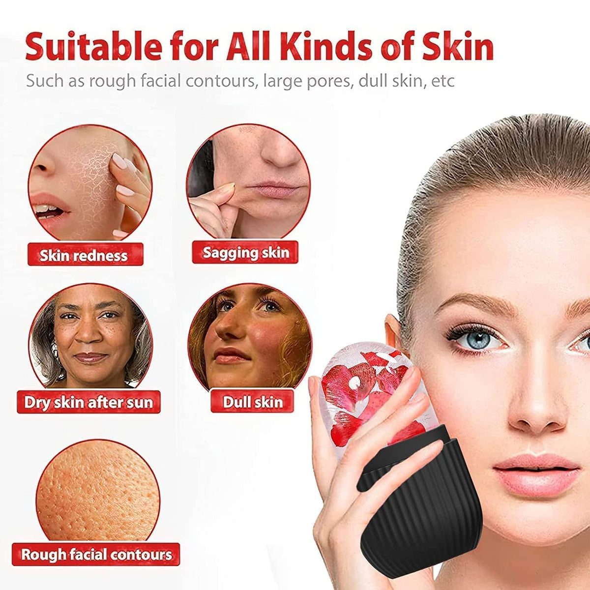 1224b Face Ice Roller Ice Roller For Face Ice Roller For Face Massager Face Ice Treatment Reduce Face Swelling And Under Eye Puffiness (Black)